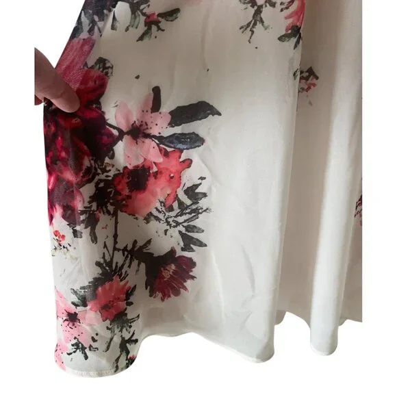 PHASE EIGHT Ivory Multicolor Floral Print Myrtle Sleeveless Cocktail Dress 12 - Picture 7 of 8